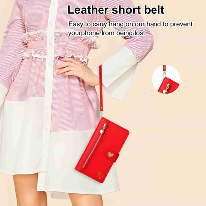 For iPhone 14 Pro POLA Love Multi-Card Slots Zipper Wallet Leather Phone Case(Red) by POLA