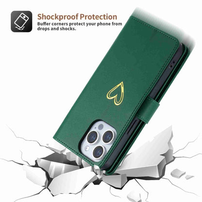 For iPhone 15 POLA Love Multi-Card Slots Zipper Wallet Leather Phone Case(Dark Green) by POLA