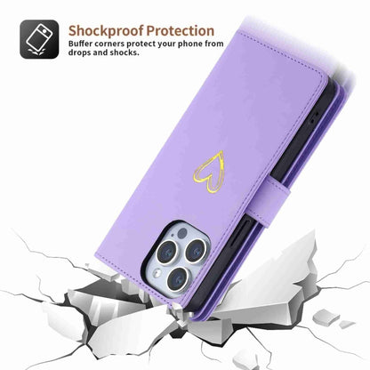 For iPhone 15 POLA Love Multi-Card Slots Zipper Wallet Leather Phone Case(Purple) by POLA