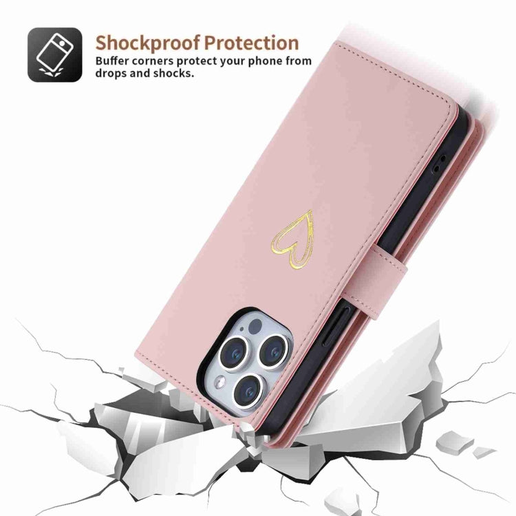 For iPhone 15 Plus POLA Love Multi-Card Slots Zipper Wallet Leather Phone Case(Pink) by POLA