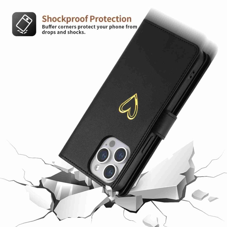 For iPhone 15 Pro POLA Love Multi-Card Slots Zipper Wallet Leather Phone Case(Black) by POLA