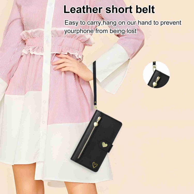 For iPhone 15 Pro POLA Love Multi-Card Slots Zipper Wallet Leather Phone Case(Black) by POLA