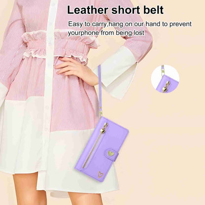 For iPhone 15 Pro POLA Love Multi-Card Slots Zipper Wallet Leather Phone Case(Purple) by POLA