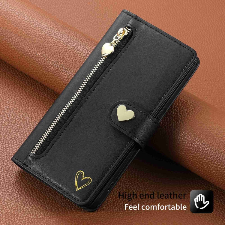 For iPhone 15 Pro Max POLA Love Multi-Card Slots Zipper Wallet Leather Phone Case(Black) by POLA