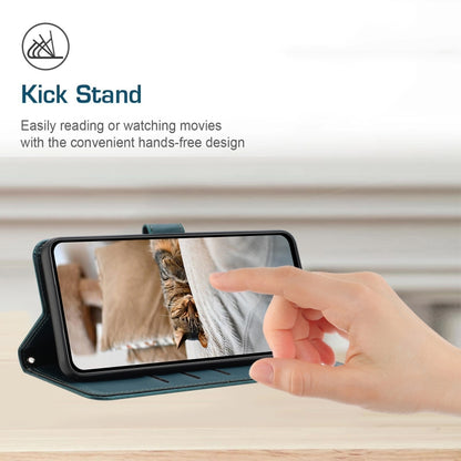 For iPhone 16e Embossed Kitten Phone Leather Case with Lanyard(Dark Green) by bashfashion