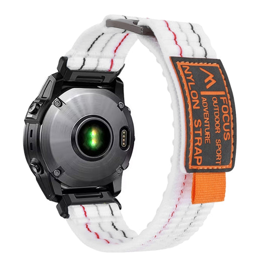For Garmin 26mm Dual Sections Sports Style Nylon Loop Hook and Loop Fastener Watch Band(White) by bashfashion