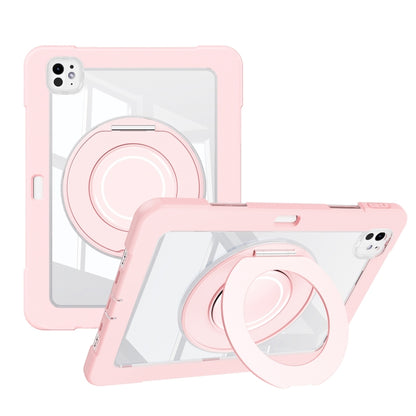For iPad Pro 11 2025 / 2024 Crystal Armor PC Hybrid TPU Tablet Case with Pen Slot(Pink) by bashfashion