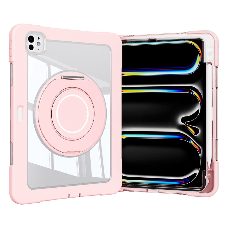 For iPad Pro 11 2025 / 2024 Crystal Armor PC Hybrid TPU Tablet Case with Pen Slot(Pink) by bashfashion