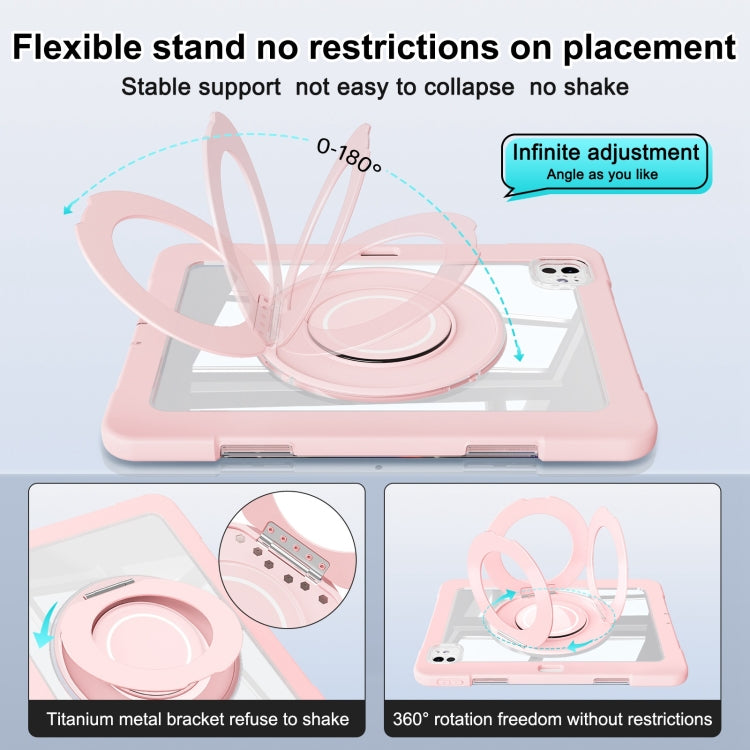 For iPad Pro 11 2025 / 2024 Crystal Armor PC Hybrid TPU Tablet Case with Pen Slot(Pink) by bashfashion