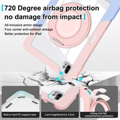 For iPad Pro 11 2022 / Air 10.9 2022 Crystal Armor PC Hybrid TPU Tablet Case with Pen Slot(Blue Pink) by bashfashion