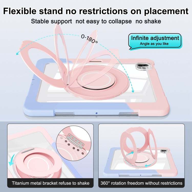 For iPad Pro 11 2022 / Air 10.9 2022 Crystal Armor PC Hybrid TPU Tablet Case with Pen Slot(Blue Pink) by bashfashion