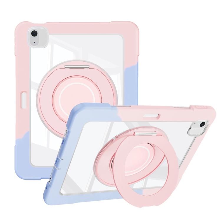 For iPad Air 13 2025 / 2024 Crystal Armor PC Hybrid TPU Tablet Case with Pen Slot(Blue Pink) by bashfashion