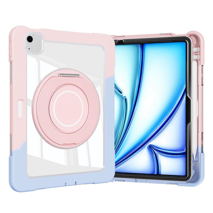 For iPad Air 13 2025 / 2024 Crystal Armor PC Hybrid TPU Tablet Case with Pen Slot(Blue Pink) by bashfashion