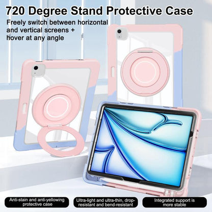 For iPad Air 13 2025 / 2024 Crystal Armor PC Hybrid TPU Tablet Case with Pen Slot(Blue Pink) by bashfashion
