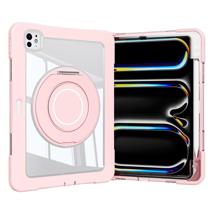 For iPad Pro 13 2025 / 2024 Crystal Armor PC Hybrid TPU Tablet Case with Pen Slot(Pink) by bashfashion