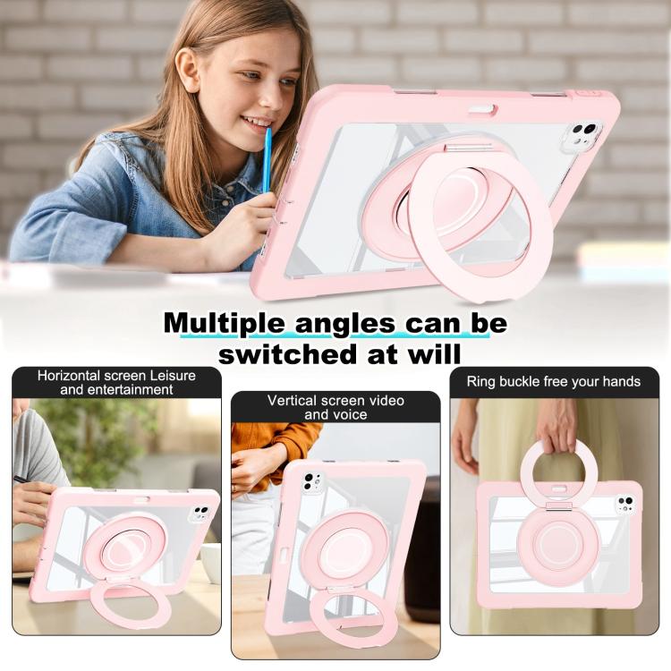 For iPad Pro 13 2025 / 2024 Crystal Armor PC Hybrid TPU Tablet Case with Pen Slot(Pink) by bashfashion