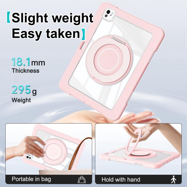 For iPad Pro 13 2025 / 2024 Crystal Armor PC Hybrid TPU Tablet Case with Pen Slot(Pink) by bashfashion