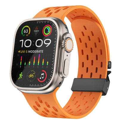 For Apple Watch 46mm / 49mm / 45mm / 44mm Mesh Silicone Buckle Watch Band(Orange) by bashfashion