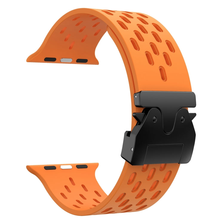 For Apple Watch 46mm / 49mm / 45mm / 44mm Mesh Silicone Buckle Watch Band(Orange) by bashfashion