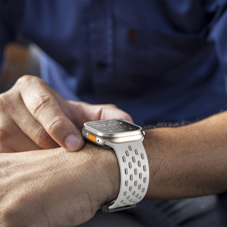 For Apple Watch 46mm / 49mm / 45mm / 44mm Mesh Silicone Buckle Watch Band(Grey) by bashfashion