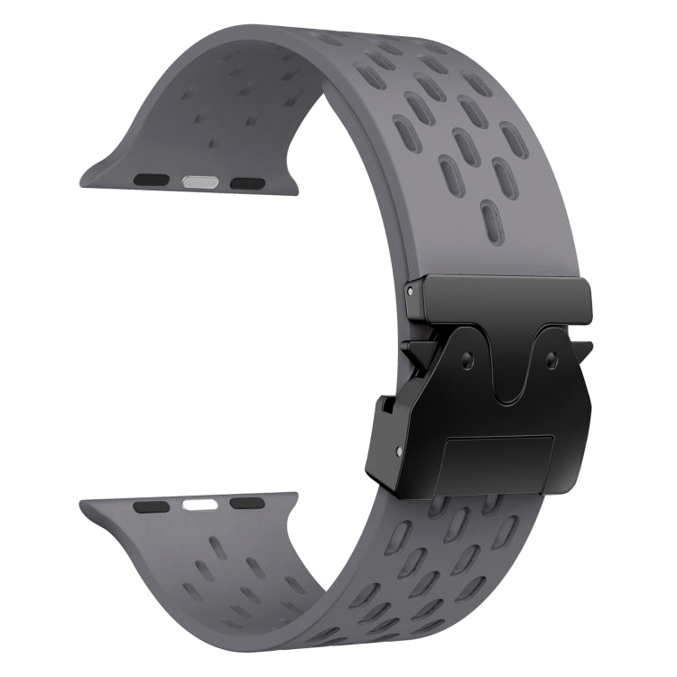 For Apple Watch 46mm / 49mm / 45mm / 44mm Mesh Silicone Buckle Watch Band(Space Gray) by bashfashion