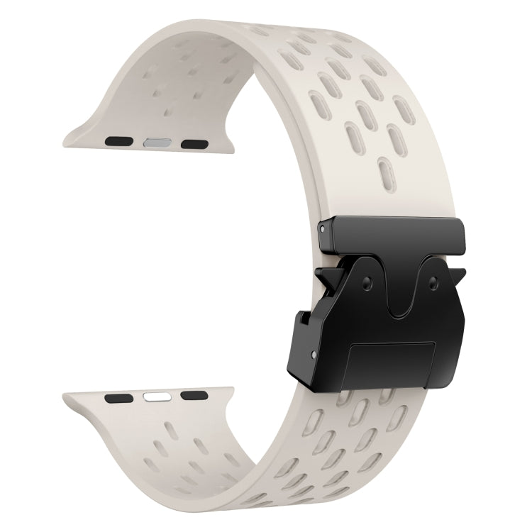 For Apple Watch 46mm / 49mm / 45mm / 44mm Mesh Silicone Buckle Watch Band(Starlight) by bashfashion