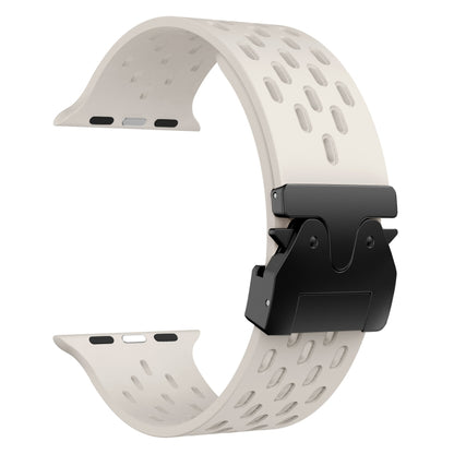 For Apple Watch 46mm / 49mm / 45mm / 44mm Mesh Silicone Buckle Watch Band(Starlight) by bashfashion