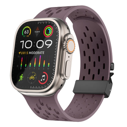 For Apple Watch 46mm / 49mm / 45mm / 44mm Mesh Silicone Buckle Watch Band(Smoky Purple) by bashfashion