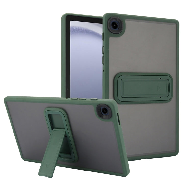 For Samsung Galaxy Tab A11+ / A9+ Skin Feel Holder PC Hybrid TPU Tablet Case(Dark Green) by bashfashion