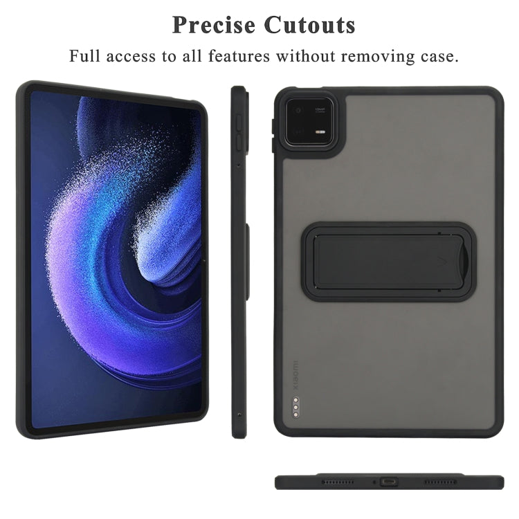 For Xiaomi Redmi Pad SE 11 Skin Feel Holder PC Hybrid TPU Tablet Case(Black) by bashfashion