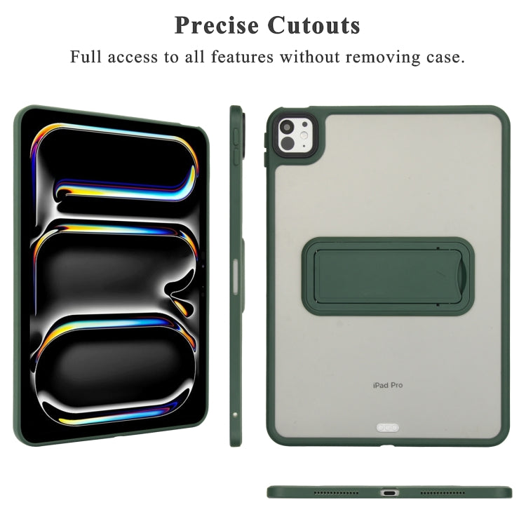 For iPad 10.2 2021 / 2020 / 2019 Skin Feel Holder PC Hybrid TPU Tablet Case(Dark Green) by bashfashion