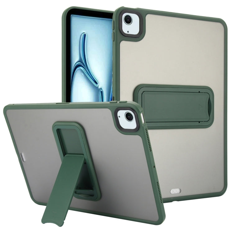 For iPad Air 11 2025 / 2024 Skin Feel Holder PC Hybrid TPU Tablet Case(Dark Green) by bashfashion