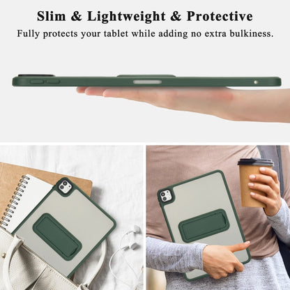 For iPad Air 2 9.7 Skin Feel Holder PC Hybrid TPU Tablet Case(Dark Green) by bashfashion