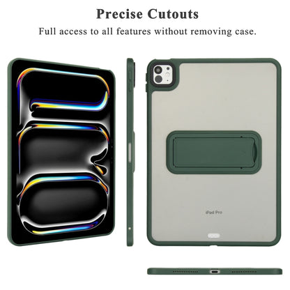 For iPad Air 2 9.7 Skin Feel Holder PC Hybrid TPU Tablet Case(Dark Green) by bashfashion