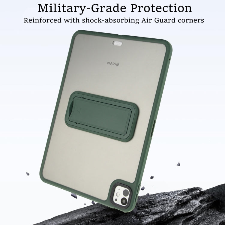 For iPad Air 2 9.7 Skin Feel Holder PC Hybrid TPU Tablet Case(Dark Green) by bashfashion