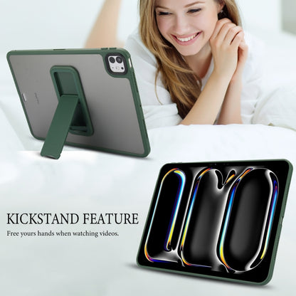 For iPad Air 2 9.7 Skin Feel Holder PC Hybrid TPU Tablet Case(Dark Green) by bashfashion