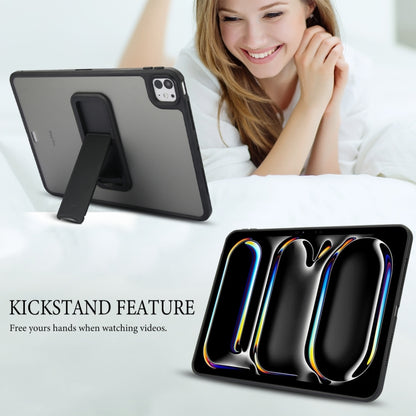 For iPad Air 5 / 4 10.9 inch Skin Feel Holder PC Hybrid TPU Tablet Case(Black) by bashfashion