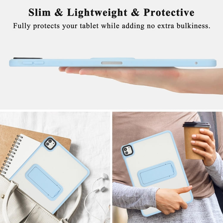 For iPad Pro 11 2018 Skin Feel Holder PC Hybrid TPU Tablet Case(Light Blue) by bashfashion