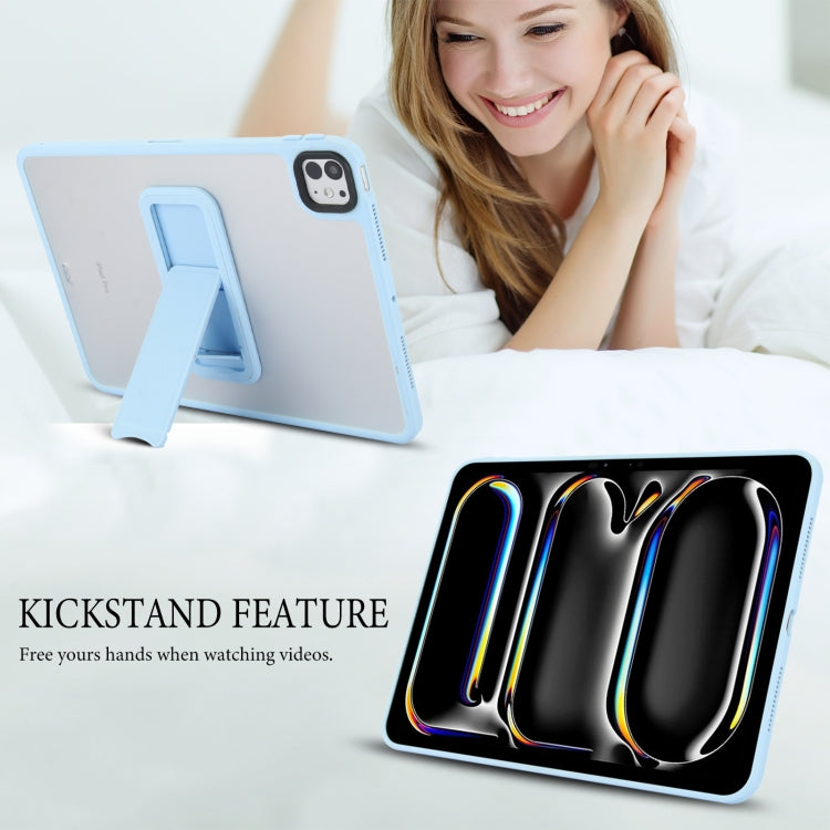 For iPad Pro 11 2018 Skin Feel Holder PC Hybrid TPU Tablet Case(Light Blue) by bashfashion