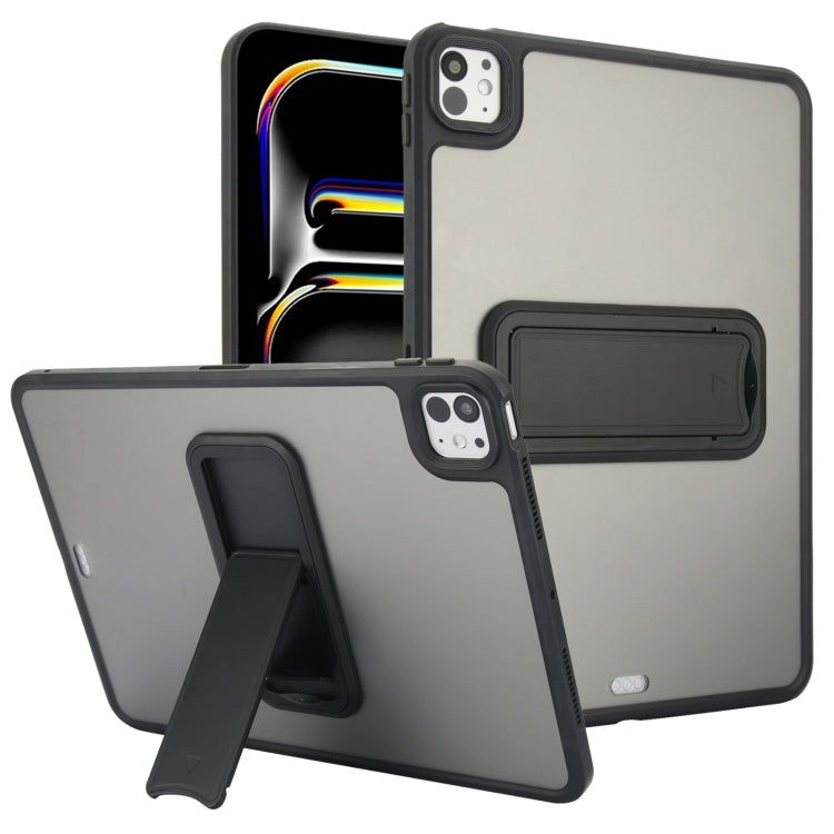 For iPad Pro 11 2025 / 2024 Skin Feel Holder PC Hybrid TPU Tablet Case(Black) by bashfashion