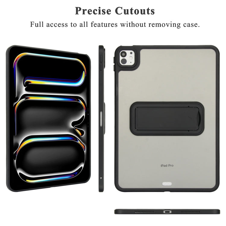 For iPad Pro 11 2025 / 2024 Skin Feel Holder PC Hybrid TPU Tablet Case(Black) by bashfashion