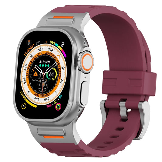 For Apple Watch 46mm / 49mm / 45mm / 44mm Trailblazer Silicone Watch Band(Wine Red) by bashfashion