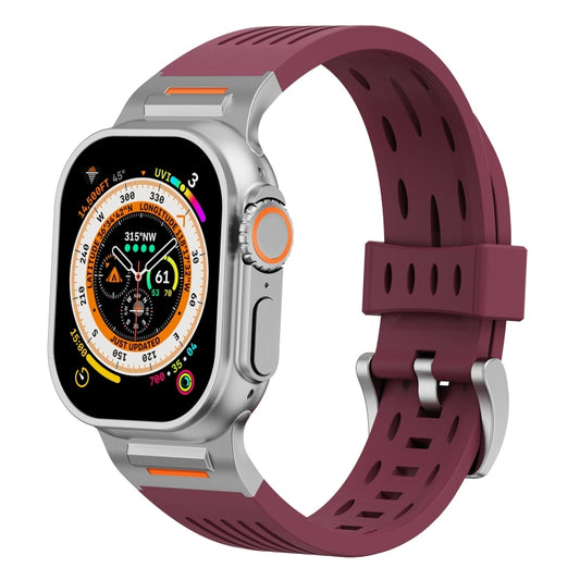 For Apple Watch 46mm / 49mm / 45mm / 44mm Trailblazer Oval Holes Silicone Watch Band(Wine Red) by bashfashion