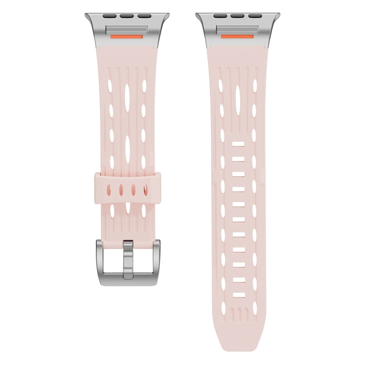 For Apple Watch 46mm / 49mm / 45mm / 44mm Trailblazer Oval Holes Silicone Watch Band(Vintage Rose) by bashfashion