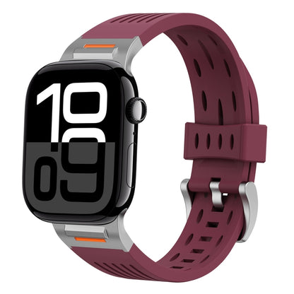 For Apple Watch 42mm / 41mm / 40mm / 38mm Trailblazer Oval Holes Silicone Watch Band(Wine Red) by bashfashion