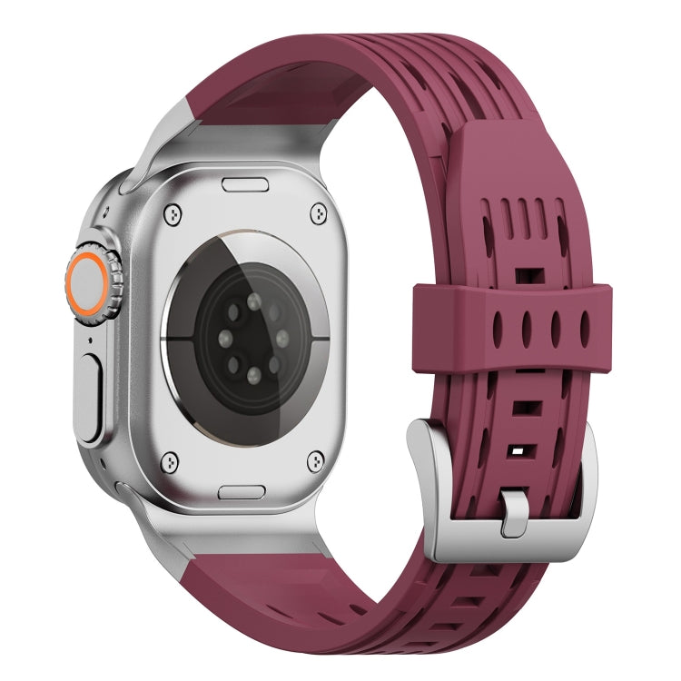 For Apple Watch 42mm / 41mm / 40mm / 38mm Trailblazer Oval Holes Silicone Watch Band(Wine Red) by bashfashion