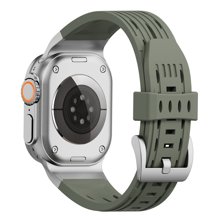 For Apple Watch 42mm / 41mm / 40mm / 38mm Trailblazer Oval Holes Silicone Watch Band(Forest Green) by bashfashion