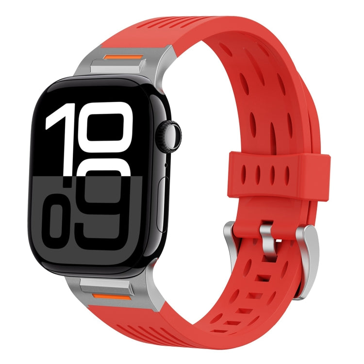 For Apple Watch 42mm / 41mm / 40mm / 38mm Trailblazer Oval Holes Silicone Watch Band(Red) by bashfashion