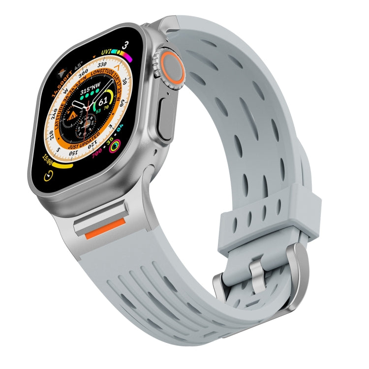 For Apple Watch 42mm / 41mm / 40mm / 38mm Trailblazer Oval Holes Silicone Watch Band(Cloudy Gray) by bashfashion
