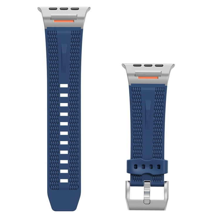 For Apple Watch 46mm / 49mm / 45mm / 44mm Trailblazer Woven Texture Silicone Watch Band(Midnight Blue) by bashfashion